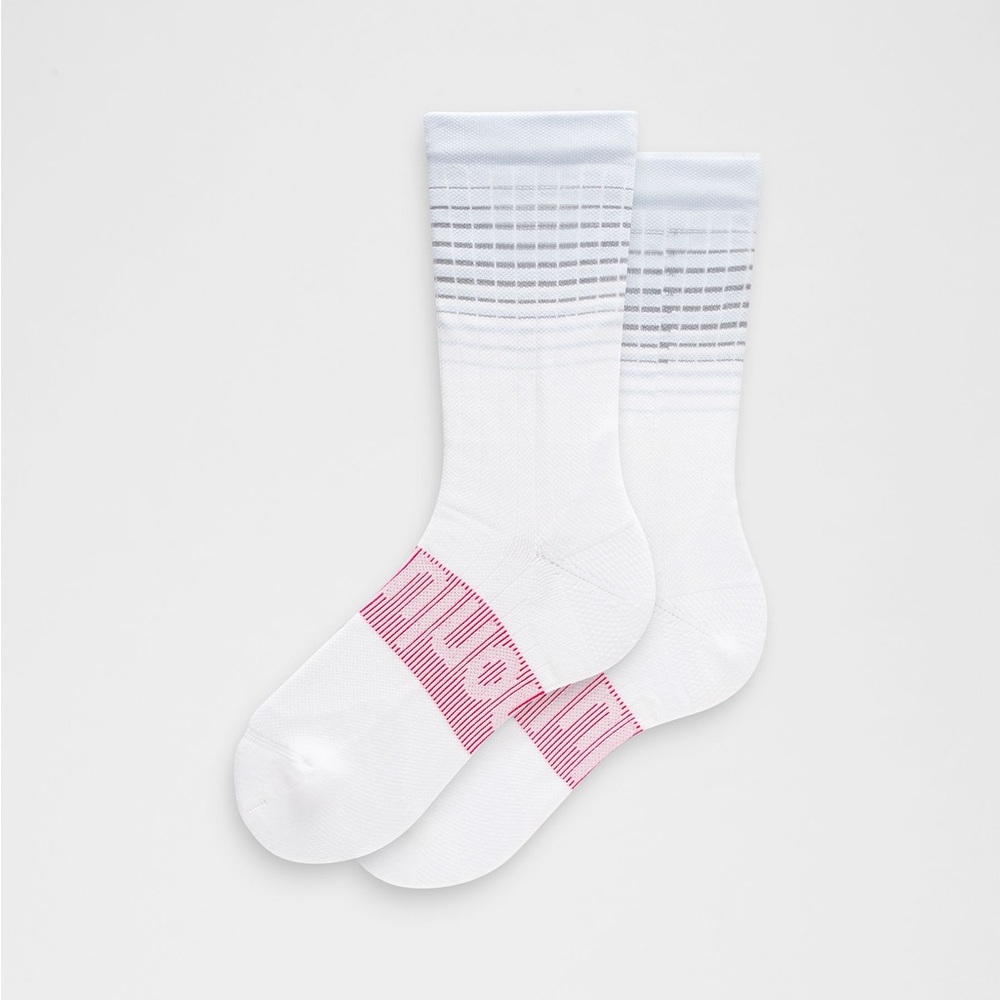 NWT Women Size M Lululemon Power Stride Crew Socks STRH/PSNT/WHT